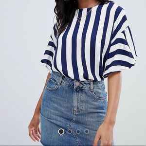 ASOS AX Paris striped 3/4 sleeve top